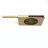 Wonderful Antique Dutch Slide Lid Crayon Holder with Folk Art Watercolor