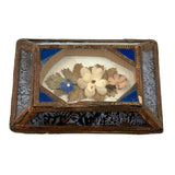 Mid 19th Century Glass Cased Forget Me Not with Silk Flowers (Flowers Untethered)