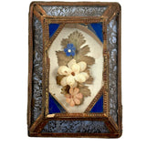 Mid 19th Century Glass Cased Forget Me Not with Silk Flowers (Flowers Untethered)