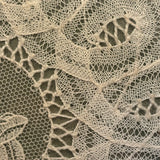 Woman with Lace Making Pillow, Self-Referential Antique Bobbin Lace Doily in Original Frame