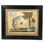Unfinished But Marvelous, Ultra Naive Early 19th C. Embroidery on Silk (with Water Damage Long Ago)