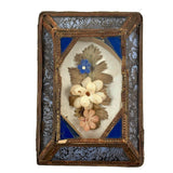 Mid 19th Century Glass Cased Forget Me Not with Silk Flowers (Flowers Untethered)