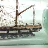 Beautiful Old Four Mast Folk Art Ship in a Bottle in Excellent Paint