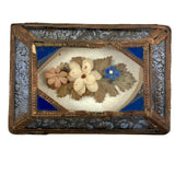 Mid 19th Century Glass Cased Forget Me Not with Silk Flowers (Flowers Untethered)