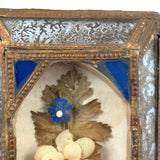 Mid 19th Century Glass Cased Forget Me Not with Silk Flowers (Flowers Untethered)