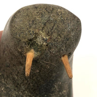 Inuit Walrus Head with Tusks and Nice Vein in Stone (Small Chip)