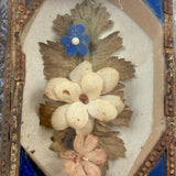 Mid 19th Century Glass Cased Forget Me Not with Silk Flowers (Flowers Untethered)