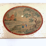 Wonderful Antique Dutch Slide Lid Crayon Holder with Folk Art Watercolor