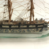 Beautiful Old Four Mast Folk Art Ship in a Bottle in Excellent Paint