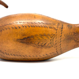 Many Mouthed 19th Century Treen Fish Shaped Snuff Box with Finely Incised Decoration and Hinged Belly