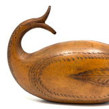 Many Mouthed 19th Century Treen Fish Shaped Snuff Box with Finely Incised Decoration and Hinged Belly