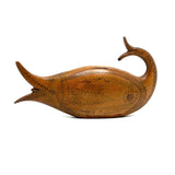 Many Mouthed 19th Century Treen Fish Shaped Snuff Box with Finely Incised Decoration and Hinged Belly