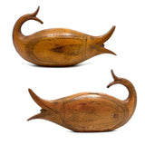 Many Mouthed 19th Century Treen Fish Shaped Snuff Box with Finely Incised Decoration and Hinged Belly