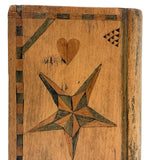 SOLD 19th Century Book Shaped Spruce Gum Box with wonderful Inlays and Chip Carving (No Slide)