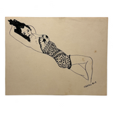 Stars on Spiderwebs, Great WW2 Era Ink Drawn Pin-Up with Stars Signed Stanton Mick