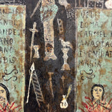 Ultra Folky Antique "Las Cruz de Animas" Retablo Painting on Tin