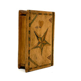 SOLD 19th Century Book Shaped Spruce Gum Box with wonderful Inlays and Chip Carving (No Slide)