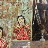 Ultra Folky Antique "Las Cruz de Animas" Retablo Painting on Tin