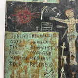 Ultra Folky Antique "Las Cruz de Animas" Retablo Painting on Tin