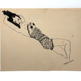 Stars on Spiderwebs, Great WW2 Era Ink Drawn Pin-Up with Stars Signed Stanton Mick