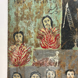 Ultra Folky Antique "Las Cruz de Animas" Retablo Painting on Tin