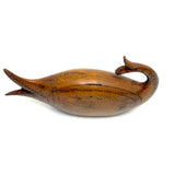 Many Mouthed 19th Century Treen Fish Shaped Snuff Box with Finely Incised Decoration and Hinged Belly