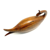 Many Mouthed 19th Century Treen Fish Shaped Snuff Box with Finely Incised Decoration and Hinged Belly