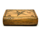 SOLD 19th Century Book Shaped Spruce Gum Box with wonderful Inlays and Chip Carving (No Slide)