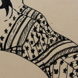Stars on Spiderwebs, Great WW2 Era Ink Drawn Pin-Up with Stars Signed Stanton Mick