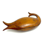 Many Mouthed 19th Century Treen Fish Shaped Snuff Box with Finely Incised Decoration and Hinged Belly