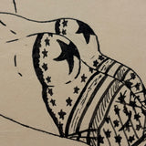 Stars on Spiderwebs, Great WW2 Era Ink Drawn Pin-Up with Stars Signed Stanton Mick