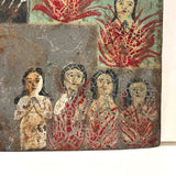 Ultra Folky Antique "Las Cruz de Animas" Retablo Painting on Tin