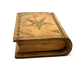 SOLD 19th Century Book Shaped Spruce Gum Box with wonderful Inlays and Chip Carving (No Slide)
