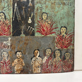 Ultra Folky Antique "Las Cruz de Animas" Retablo Painting on Tin