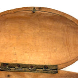Many Mouthed 19th Century Treen Fish Shaped Snuff Box with Finely Incised Decoration and Hinged Belly