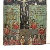 Ultra Folky Antique "Las Cruz de Animas" Retablo Painting on Tin