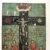Ultra Folky Antique "Las Cruz de Animas" Retablo Painting on Tin