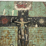 Ultra Folky Antique "Las Cruz de Animas" Retablo Painting on Tin