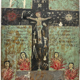 Ultra Folky Antique "Las Cruz de Animas" Retablo Painting on Tin