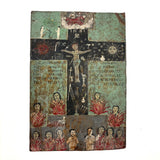 Ultra Folky Antique "Las Cruz de Animas" Retablo Painting on Tin