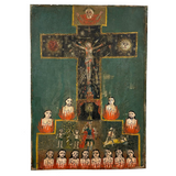 "Las Cruz de Animas" Old Folk Art Retablo Painting on Tin #2