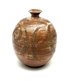 Earthy, Beautifully Crafted 20th Century Studio Pottery Bottle with Wax Resist Decoration