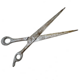 Oversized Carved Wooden Folk Art Scissors in Old Silver Paint