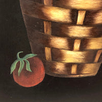 Basket of Strawberries Painting on Tin in Grain Painted Frame