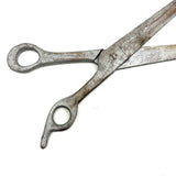 Oversized Carved Wooden Folk Art Scissors in Old Silver Paint