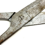 Oversized Carved Wooden Folk Art Scissors in Old Silver Paint