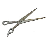 Oversized Carved Wooden Folk Art Scissors in Old Silver Paint