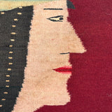 Woman with Feather, Striking C. 1920s Finely Woven Southwestern Native Wool Tapestry