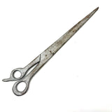 Oversized Carved Wooden Folk Art Scissors in Old Silver Paint