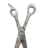 Oversized Carved Wooden Folk Art Scissors in Old Silver Paint